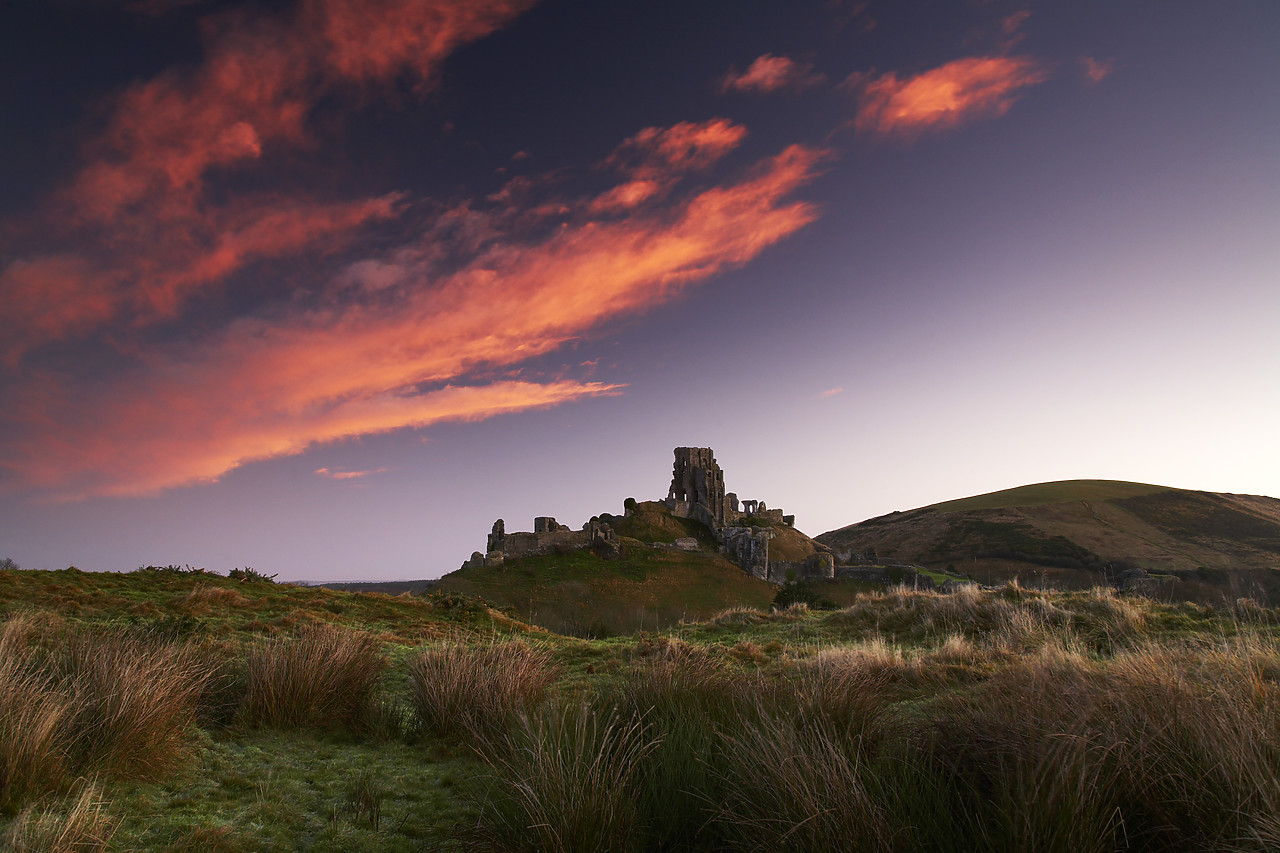 #080396-1 - Dawn Clouds over Corfe Castle, Corfe, Dorset, England