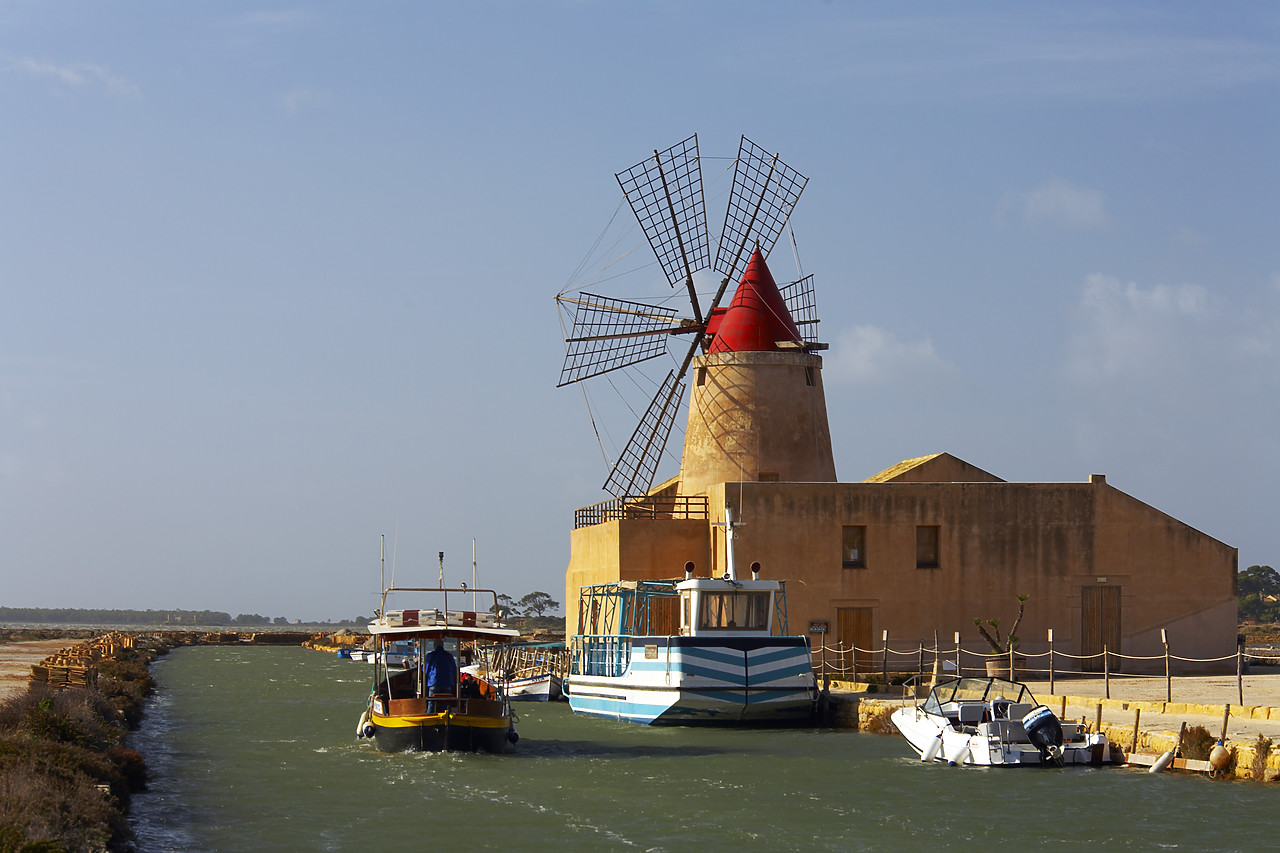 #080417-1 - Windmill at Infersa Salt Pans, Marsala, Sicily, Italy