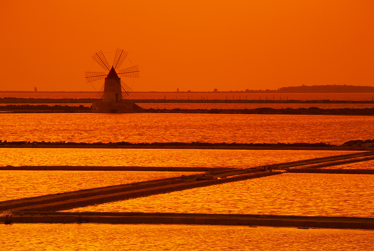 #080424-1 - Windmill at Infersa Salt Pans, Marsala, Sicily, Italy