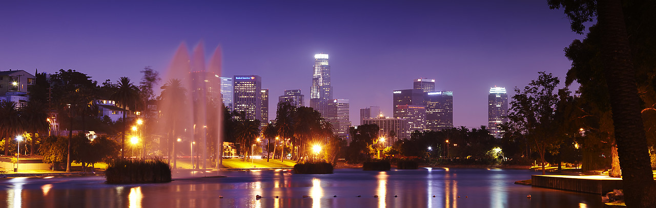 #090144-1 - Los Angeles Skyline from Echo Park Lake, Los Angeles, California, USA