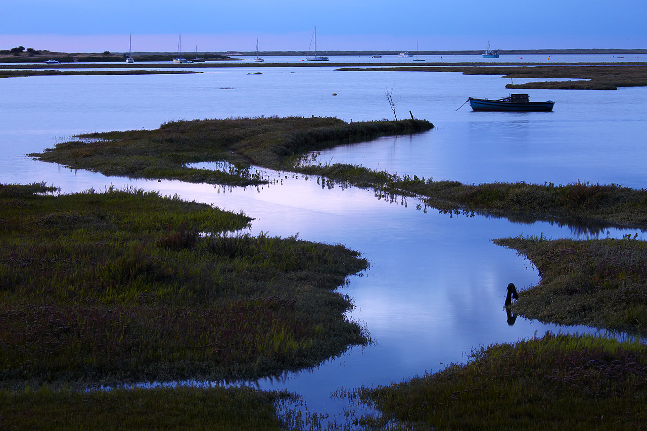 #090163-1 - Salt Marshes & Boat, Brancaster Staithe, Norfolk, England