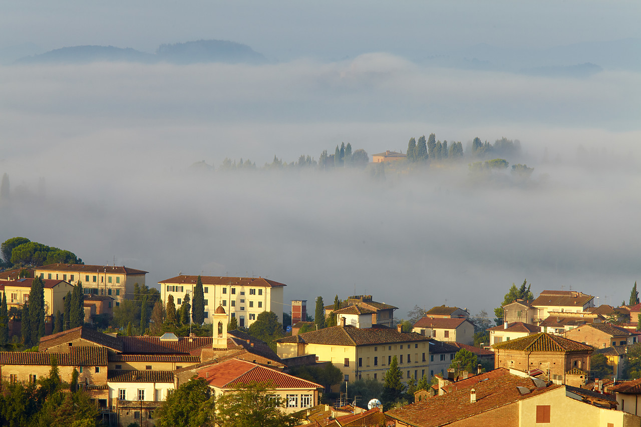 #090175-1 - Morning Mist over San Miniato, Tuscany, Italy