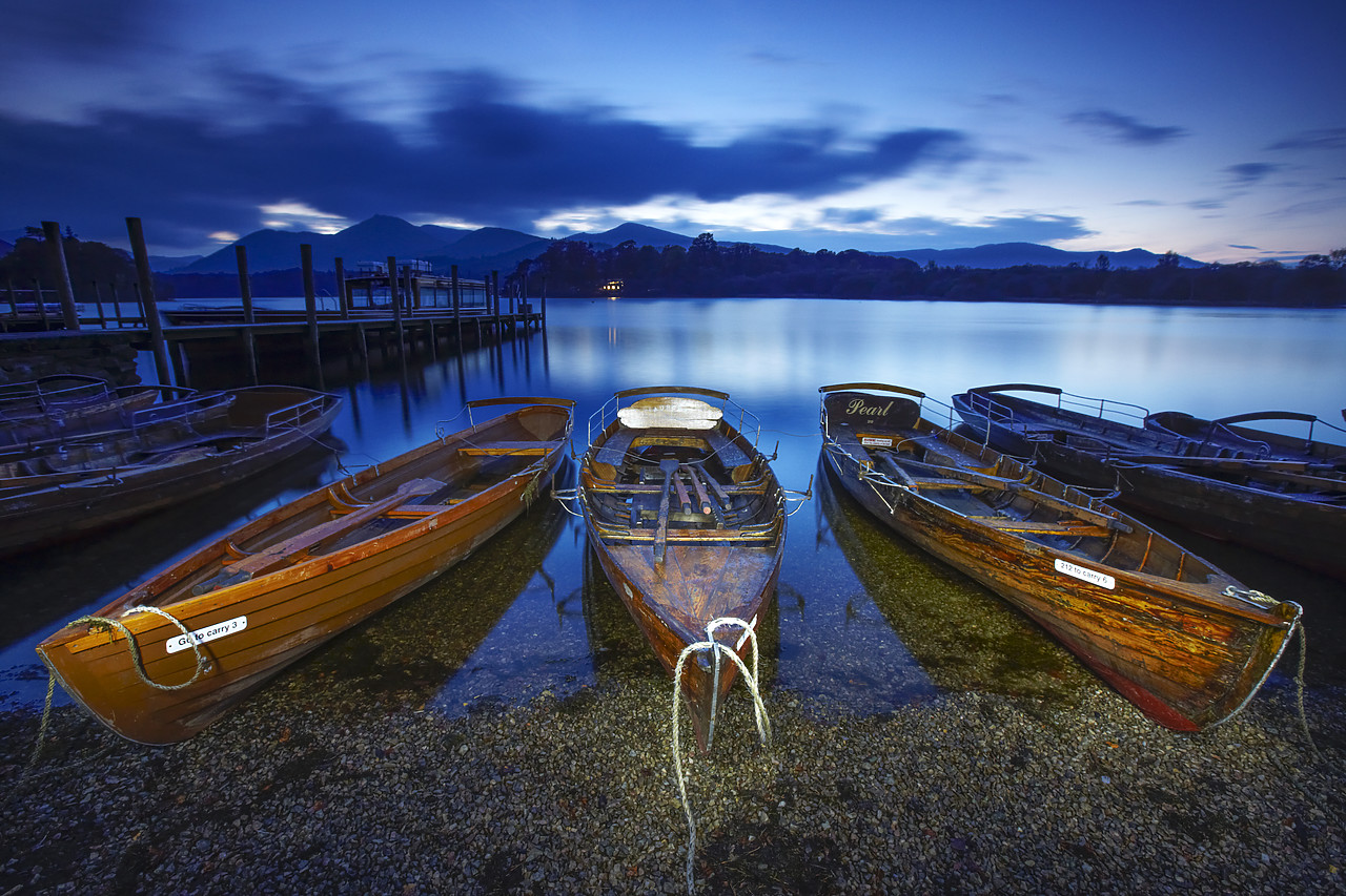 #090231-1 - Boats on Derwent Water at Twilight, Keswick, Lake District National Park, Cumbria, England