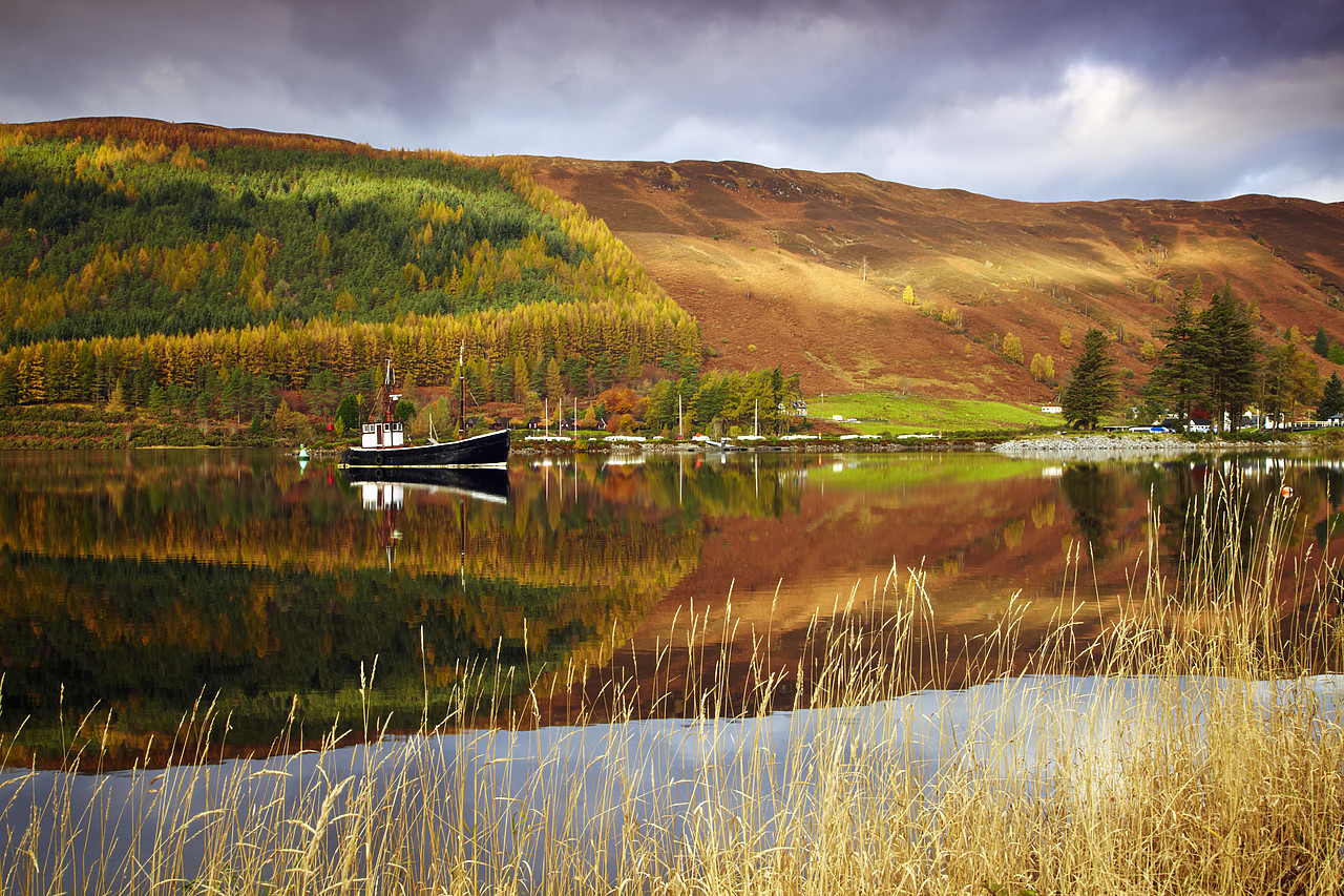 #090241-1 - Boat Reflections in Loch Lochy, Highland Region, Scotland