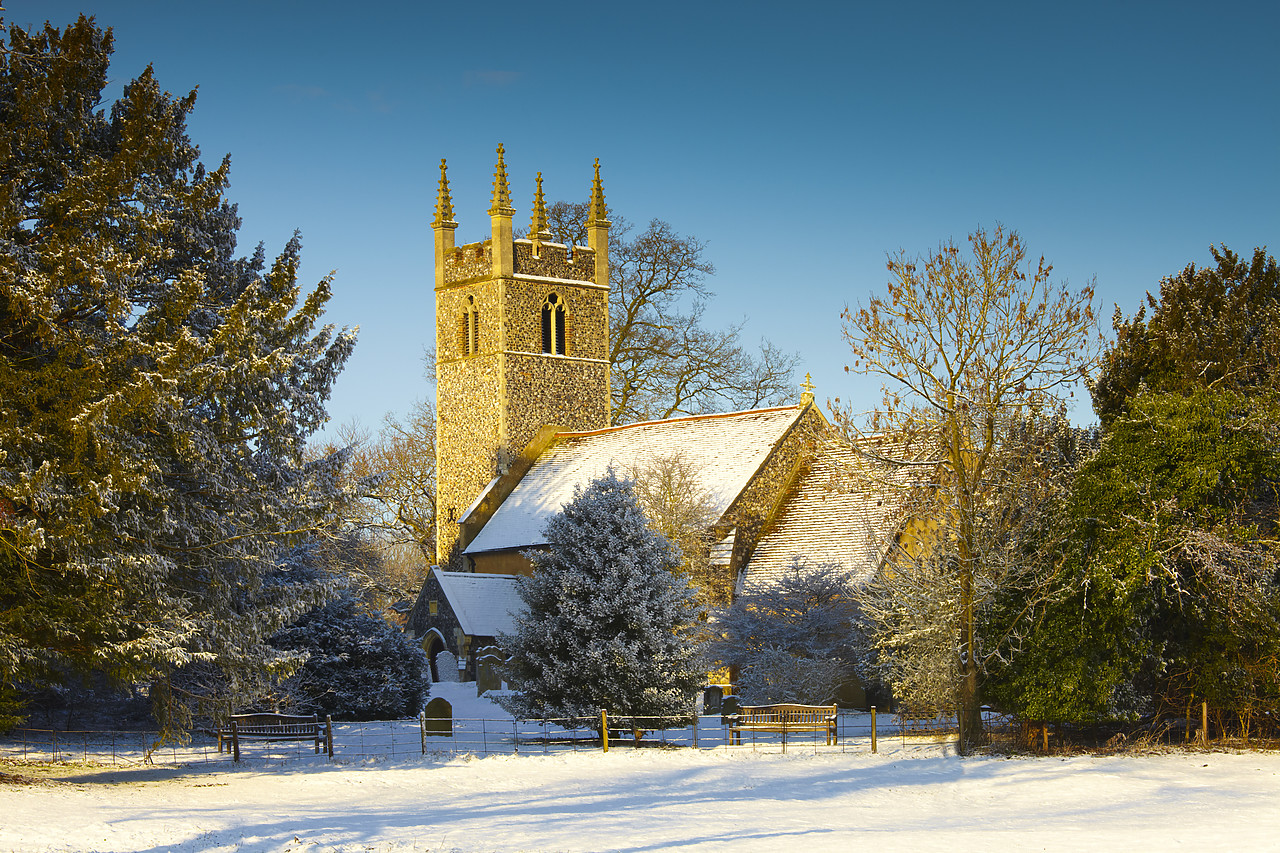 #100009-1 - Dunston Church in Winter, Dunston, Norfolk, England