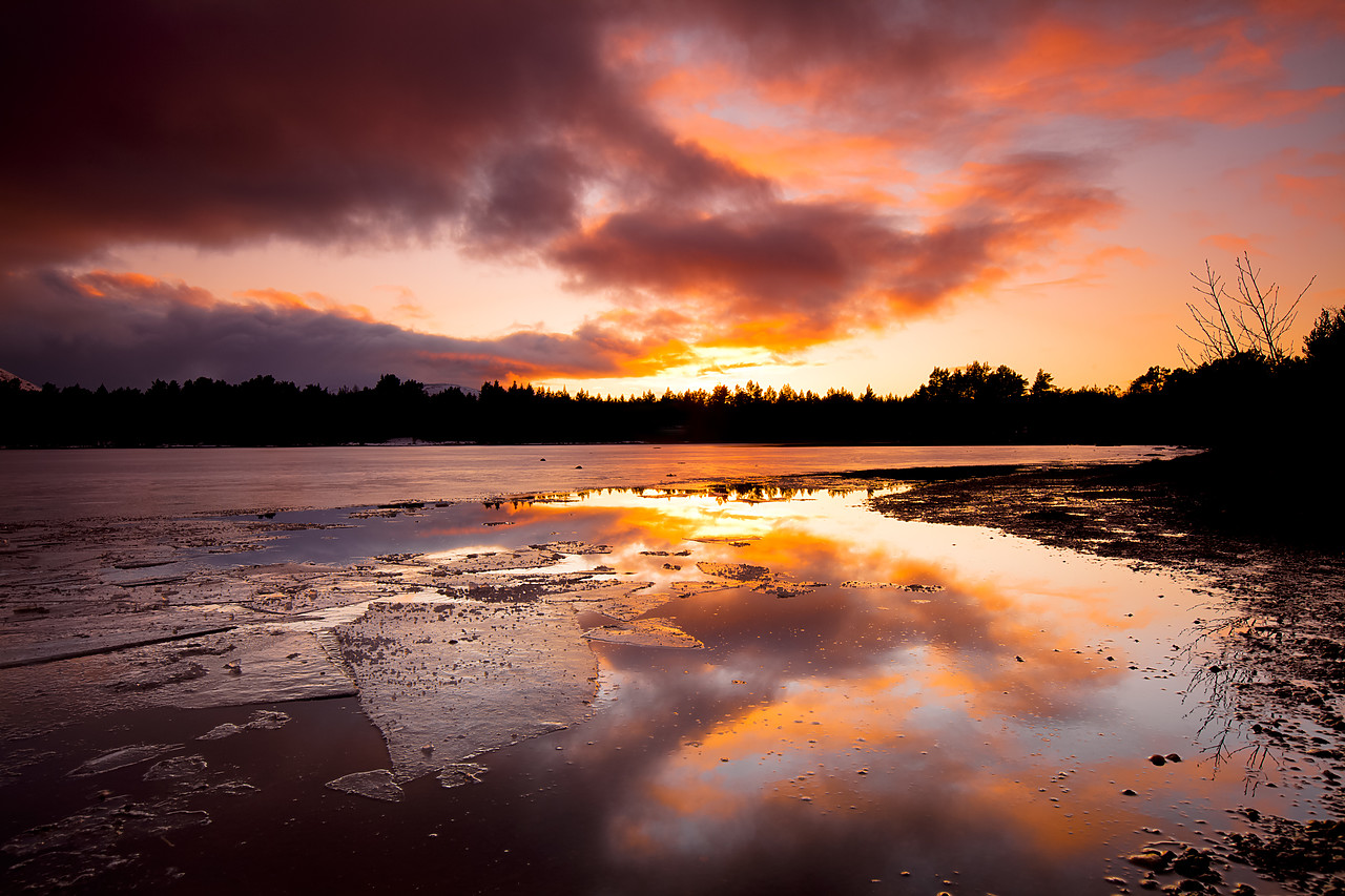 #100046-1 - Sunset Reflecting in Loch Morlich, Near Aviemore, Highland Region, Scotland