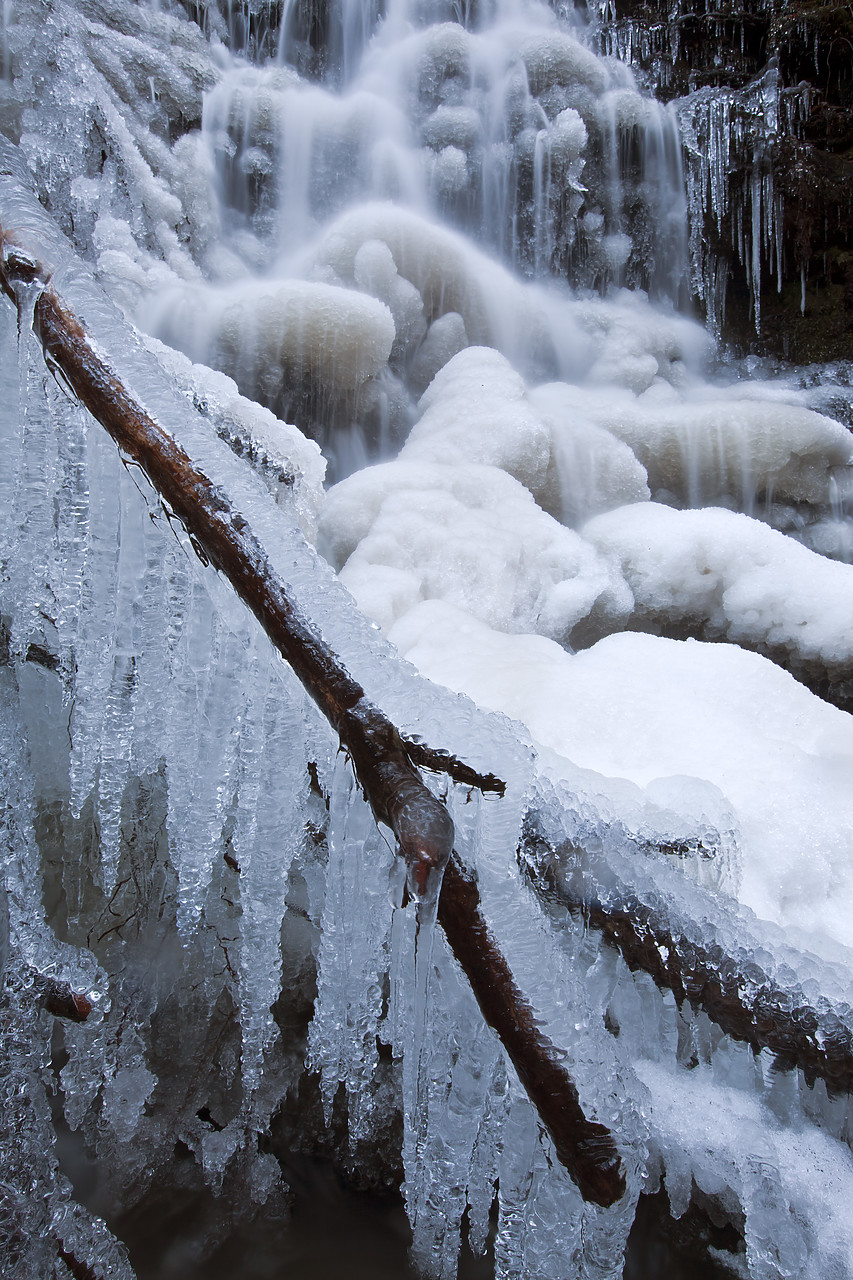 #100053-2 - Waterfall in Winter, The Birks of Aberfeldy, Tayside Region, Scotland