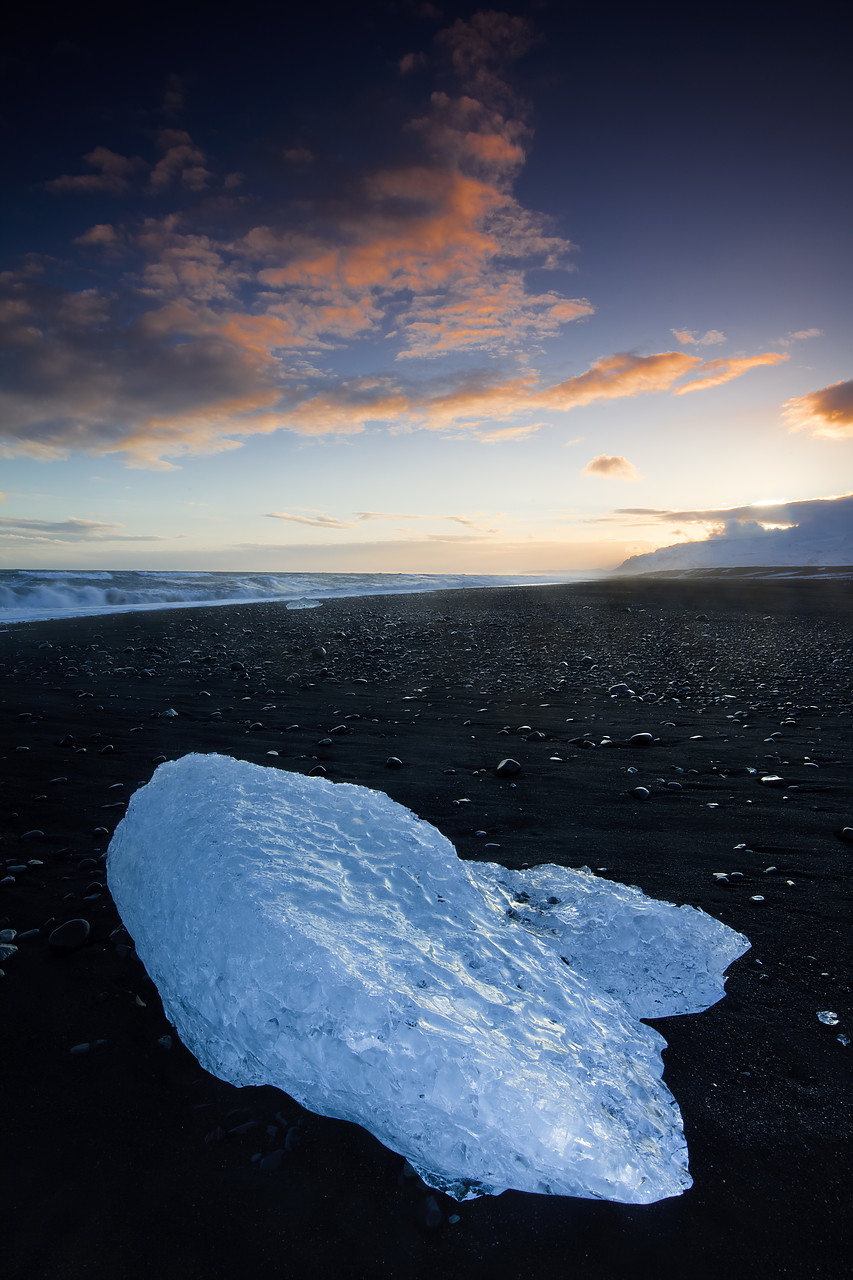 #100072-1 - Iceberg on Jokulsa Beach at Sunset, Iceland