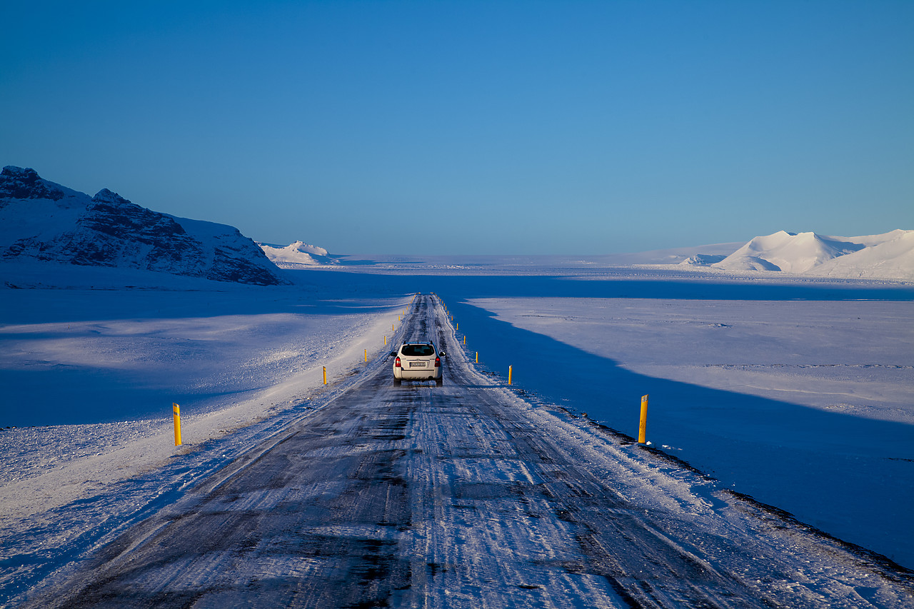 #100105-1 - Car on Desolate Road in Winter, Iceland