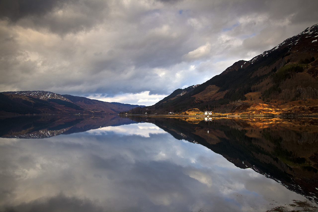 #100132-1 - Cottage Reflecting in Loch Duich, Near Shiel Bridge, Highland Region, Scotland