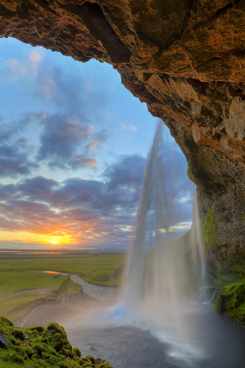 #100246-2 - Seljalandsfoss Waterfall at Sunset, Iceland