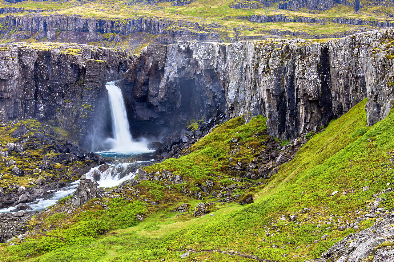 #100273-1 - Eastfjords Waterfall, Eastern Iceland