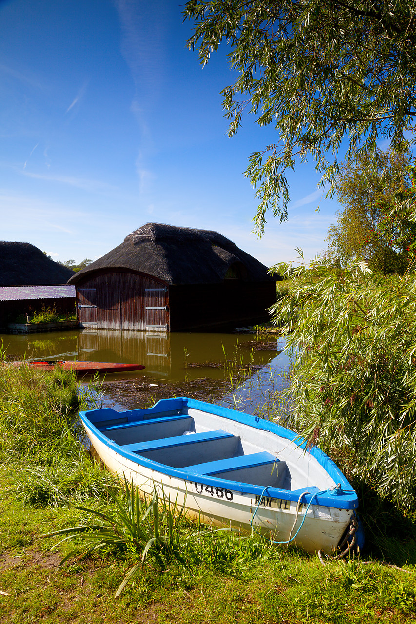 #100339-2 - Dinghy & Thatched Boathouse, Hickling Broad, Norfolk Broads National Park, Norfolk, England