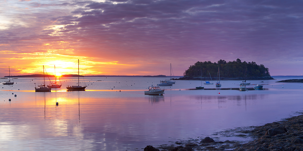 #100452-1 - Camden Harbor at Sunrise, Maines, USA