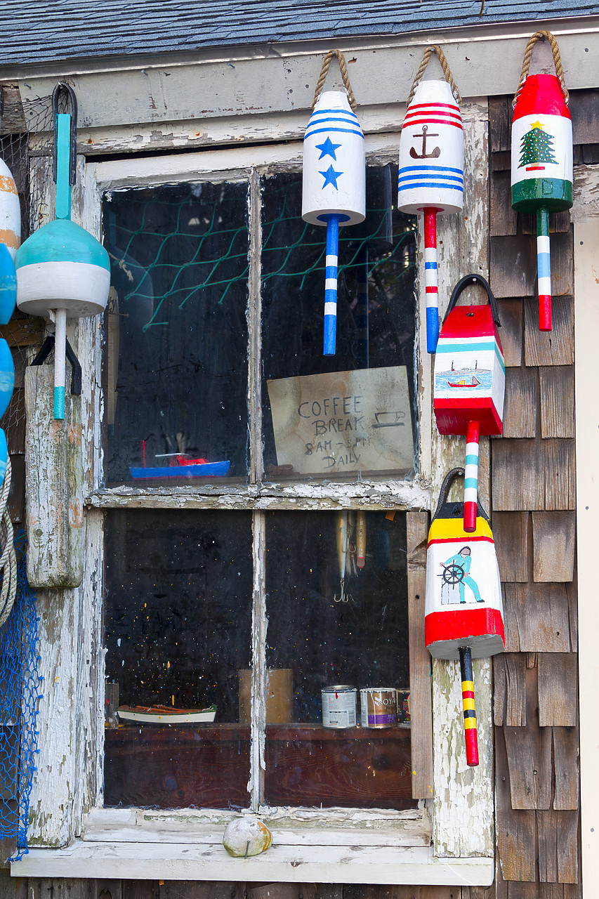 #100480-1 - Window & Lobster Bouys, Rockport, Massachusetts, USA