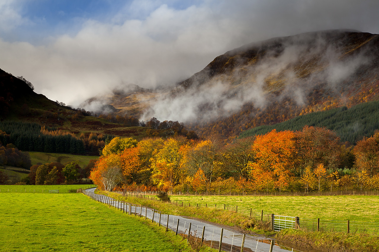 #100505-1 - Road leading into Glen Lyon in Autumn, Tayside Region, Scotland