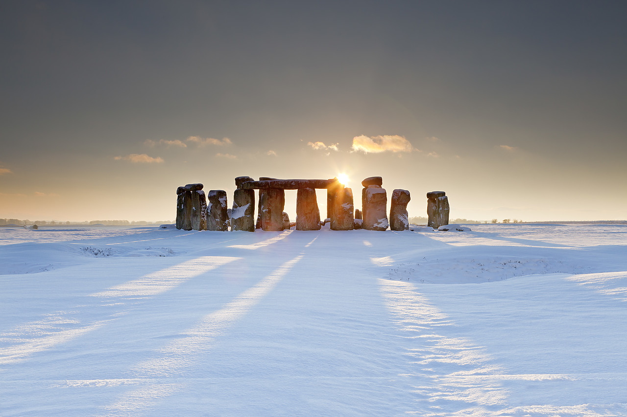#100568-1 - Stonehenge at Sunset in Winter, Salisbury Plain, Wiltshire, England