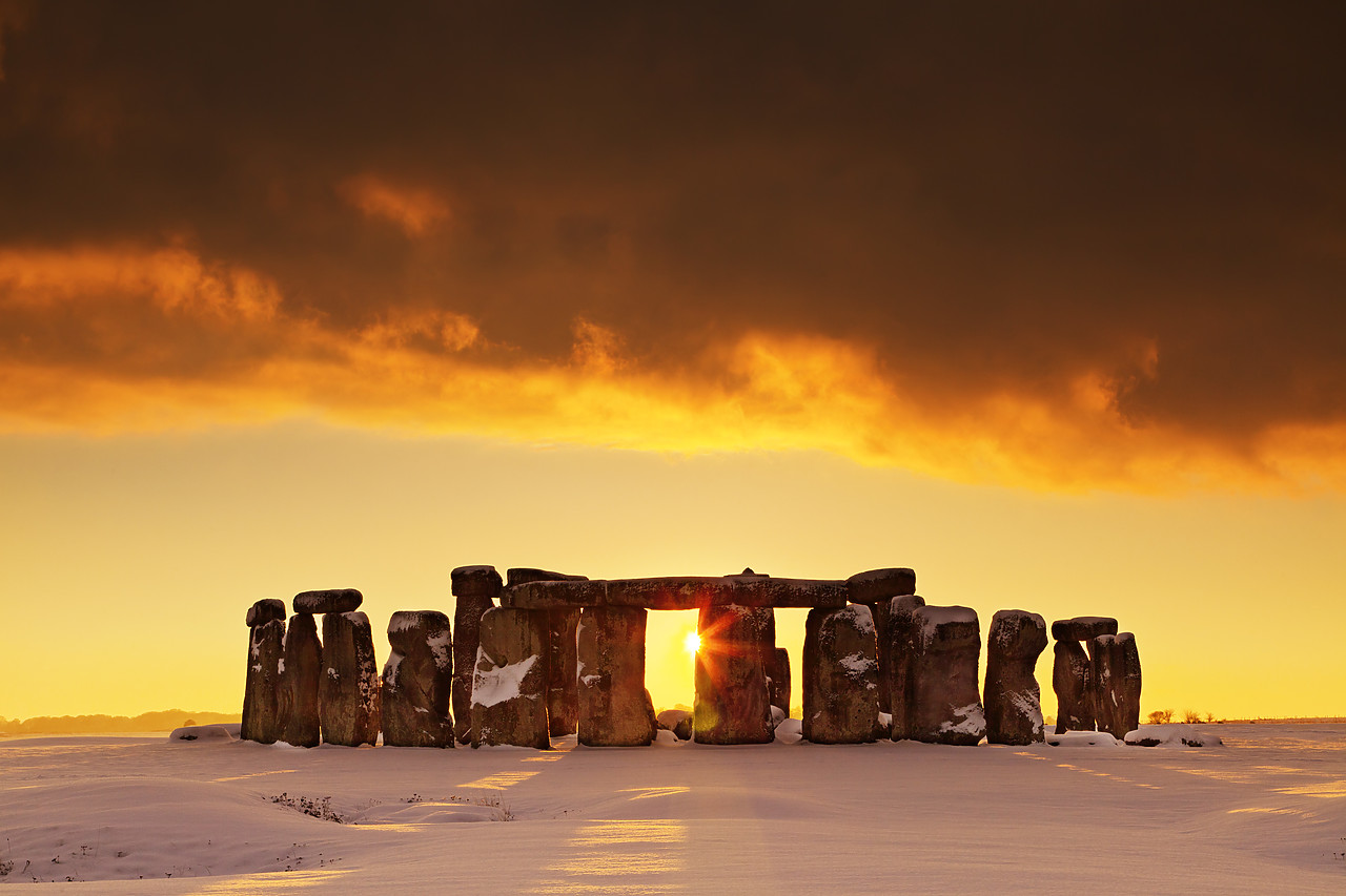 #100570-1 - Stonehenge at Sunset in Winter, Salisbury Plain, Wiltshire, England