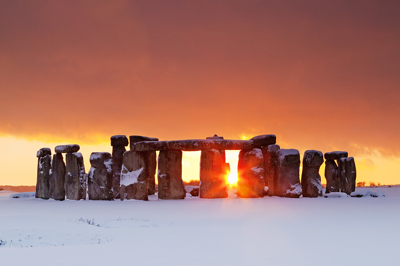 #100571-1 - Stonehenge at Sunset in Winter, Salisbury Plain, Wiltshire, England