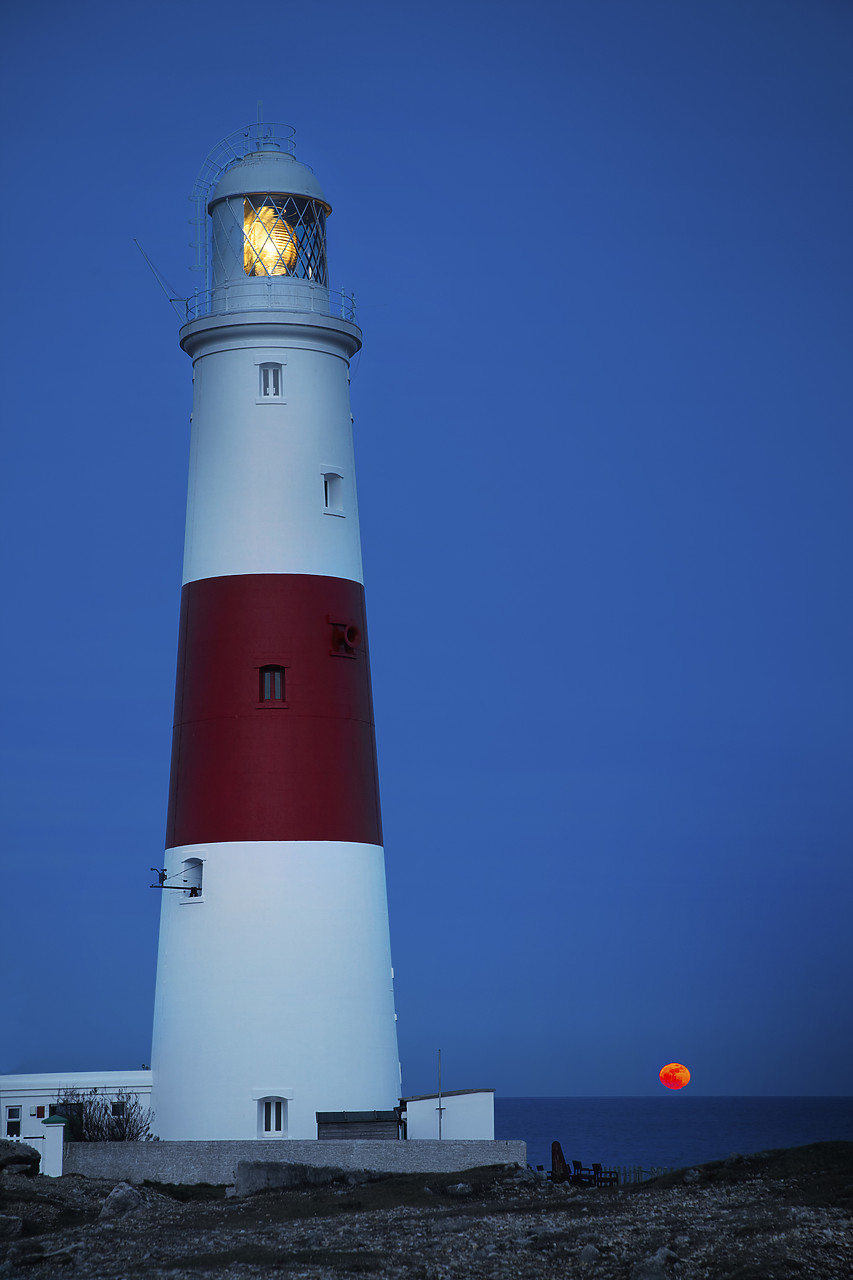 #110056-1 - Portland Bill Lighthouse & Super Moon, Dorset, England