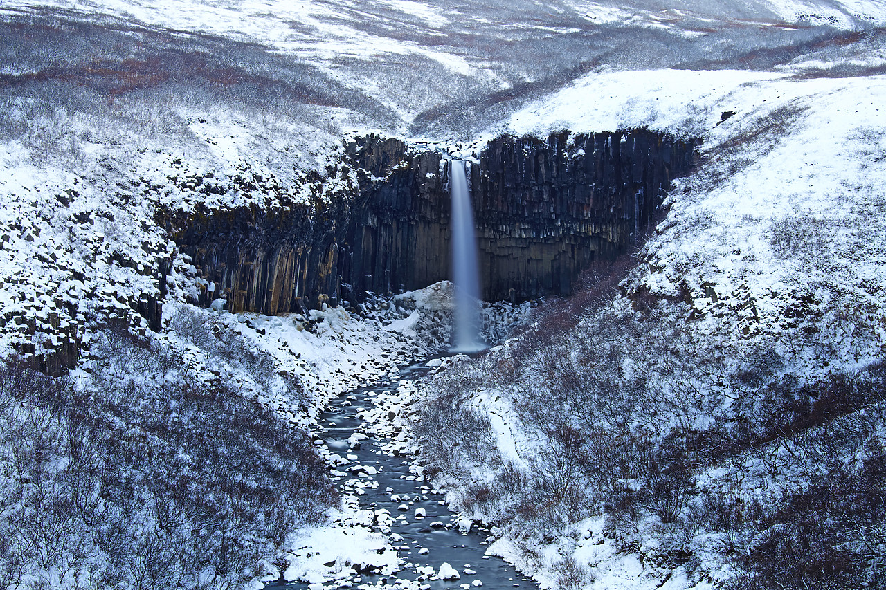 #110111-1 - Svartifoss Waterfall in Winter, Skaftafell National Park, Iceland