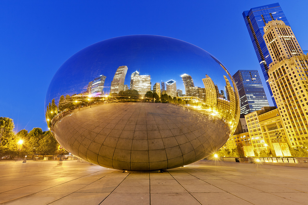 #110171-1 - Cloud Gate (The Bean) at Night, Millennium Park, Chicago, Illinois, USA