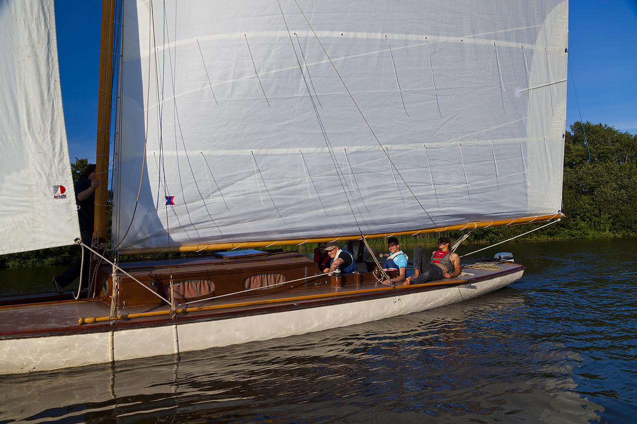 #110200-1 - Men enjoying Sailing, Norfolk Broads National Park, England