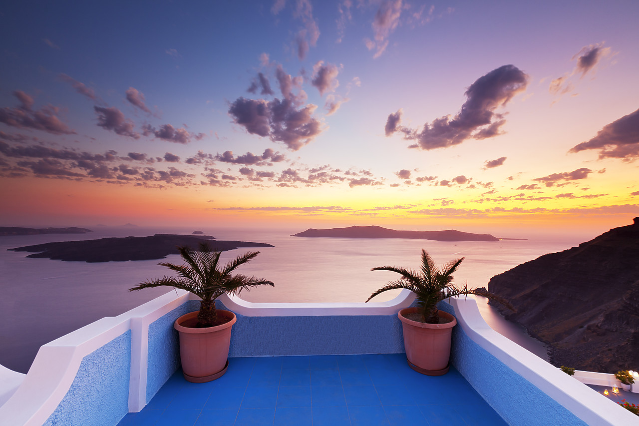 #110263-1 - Sunset over Caldera, Fira, Santorini, Cyclade Islands, Greece
