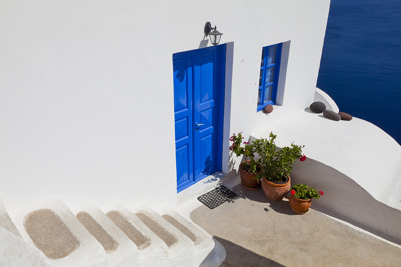 #110276-1 - Blue Door & Window, Oia, Santorini, Cyclade Islands, Greece
