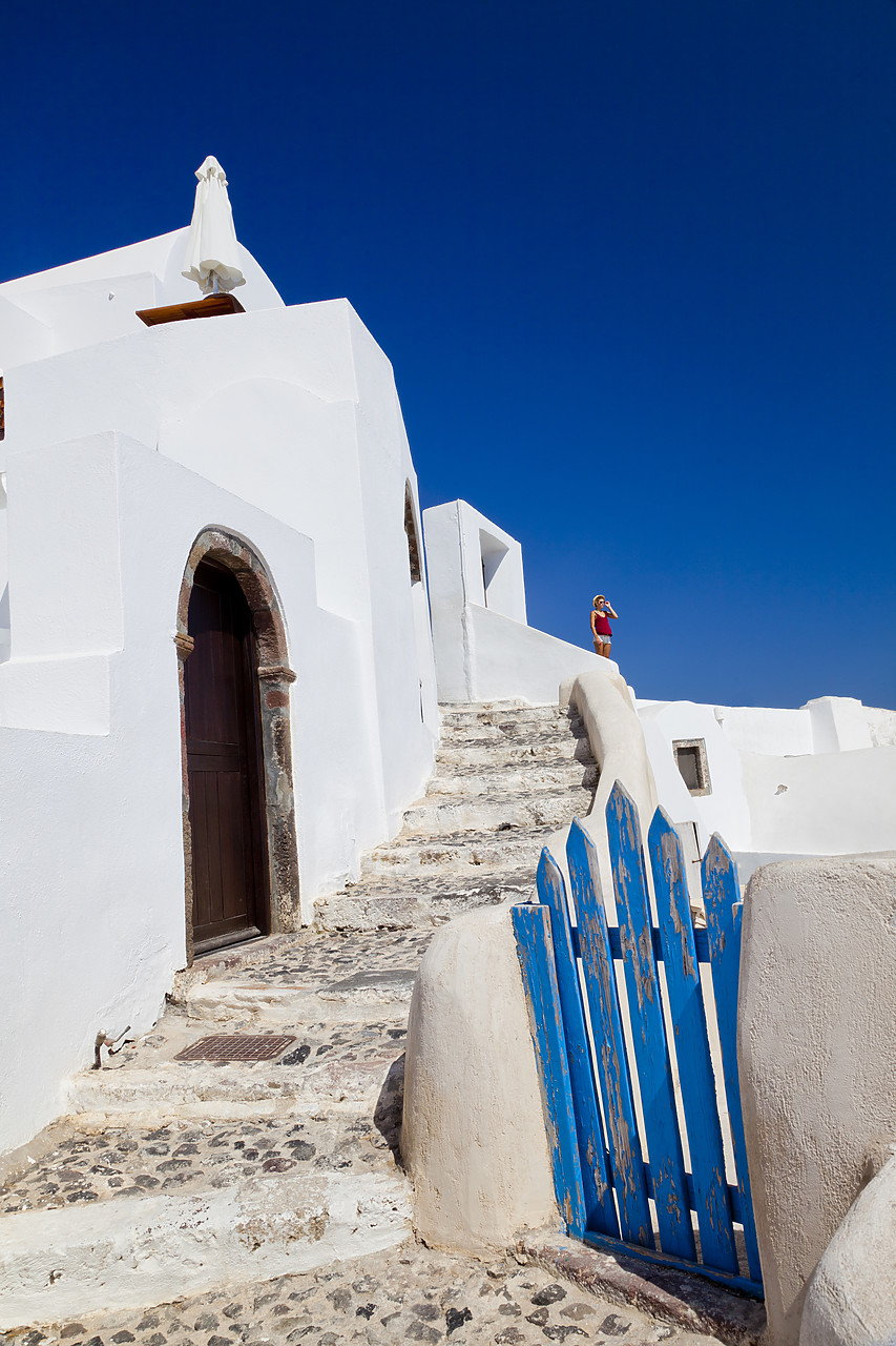#110278-1 - Blue Gate & Steps, Oia, Santorini, Cyclade Islands, Greece