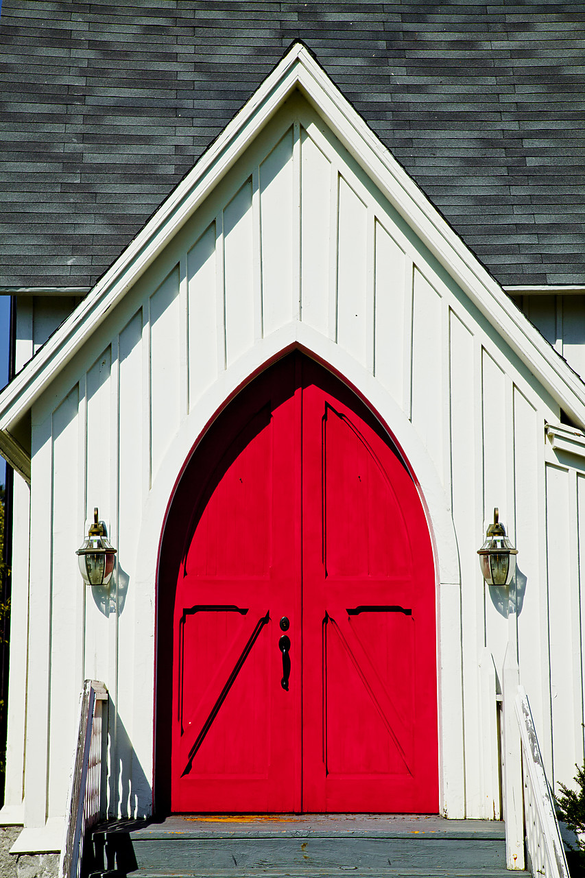 #110293-1 - Red Church Door, Lancaster, New Hampshire, USA