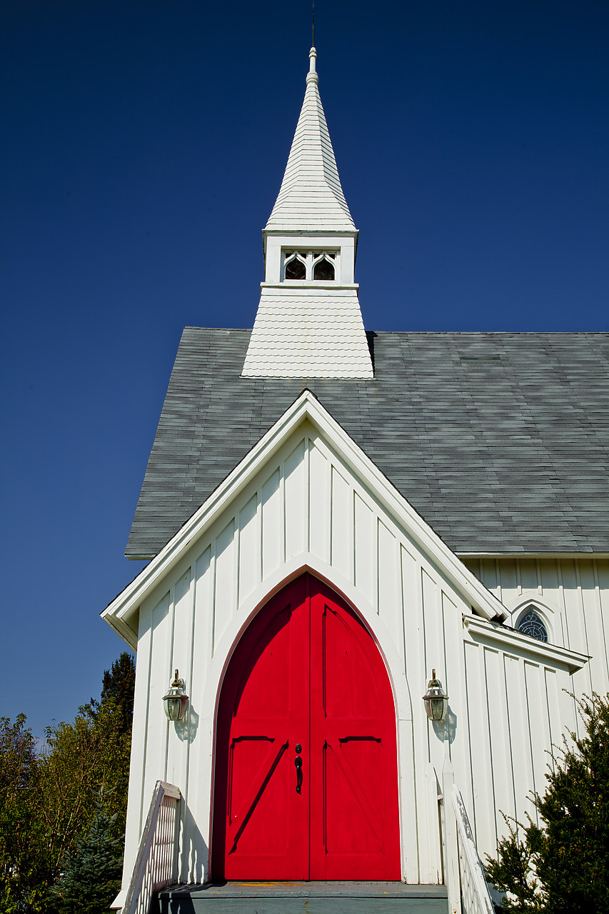 #110293-2 - Red Church Door, Lancaster, New Hampshire, USA