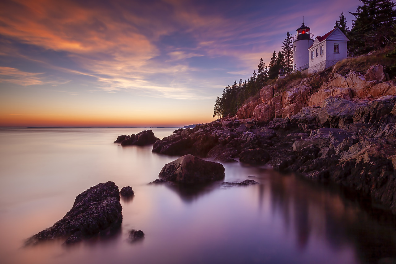 #110305-1 - Bass Harbor LIghthouse at Sunset, Acadia National Park, Maine, USA