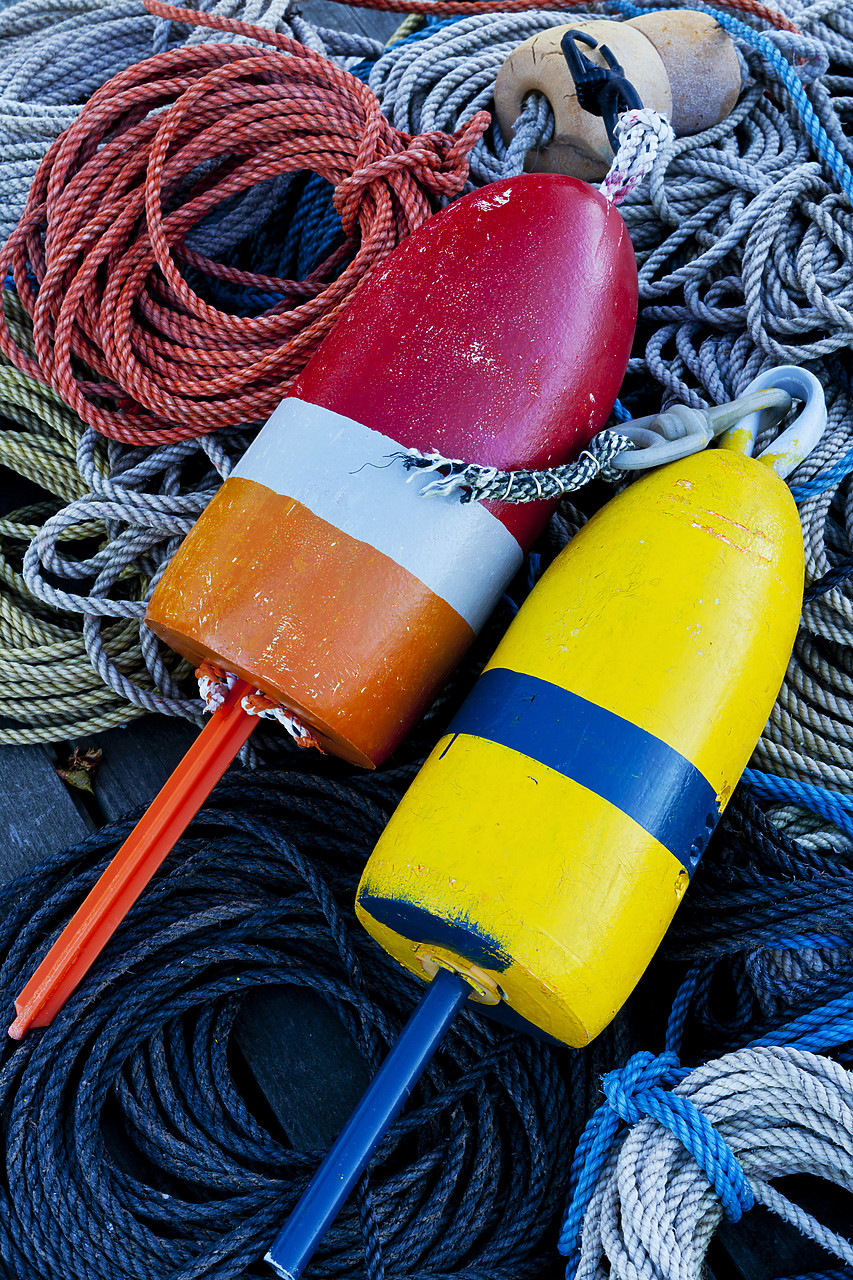 #110310-1 - Bouys & Ropes, Maine, USA