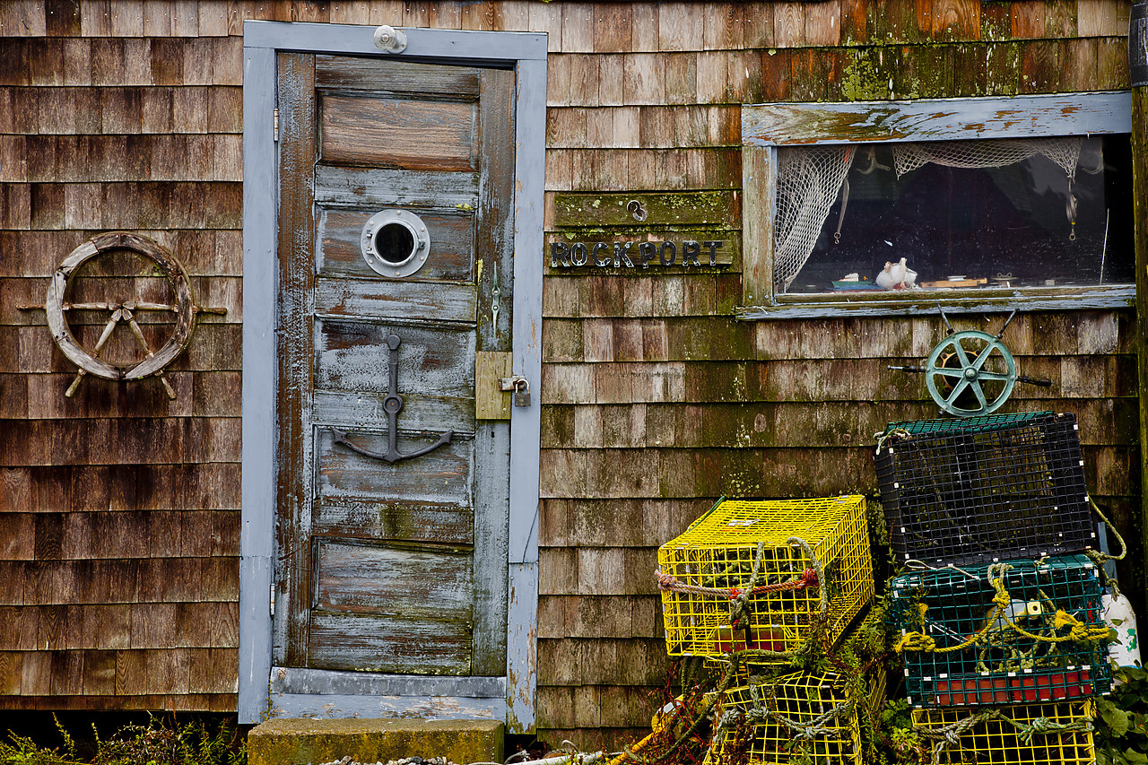 #110329-1 - Door & Window, Rockport Harbor, Massachusetts, USA