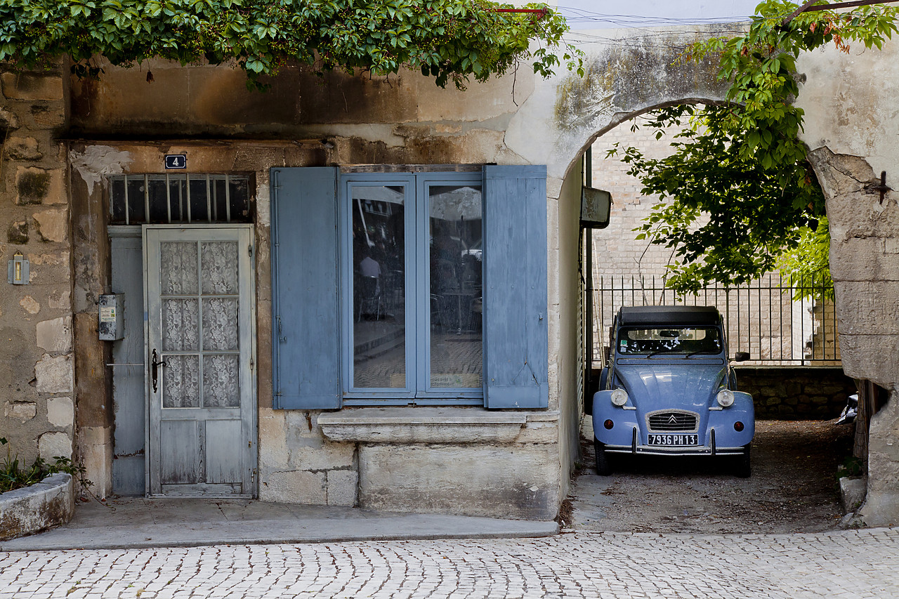 #120176-1 - Blue Door, Blue Window & Blue Citroen 2CV, Saint Remy de Provence, France