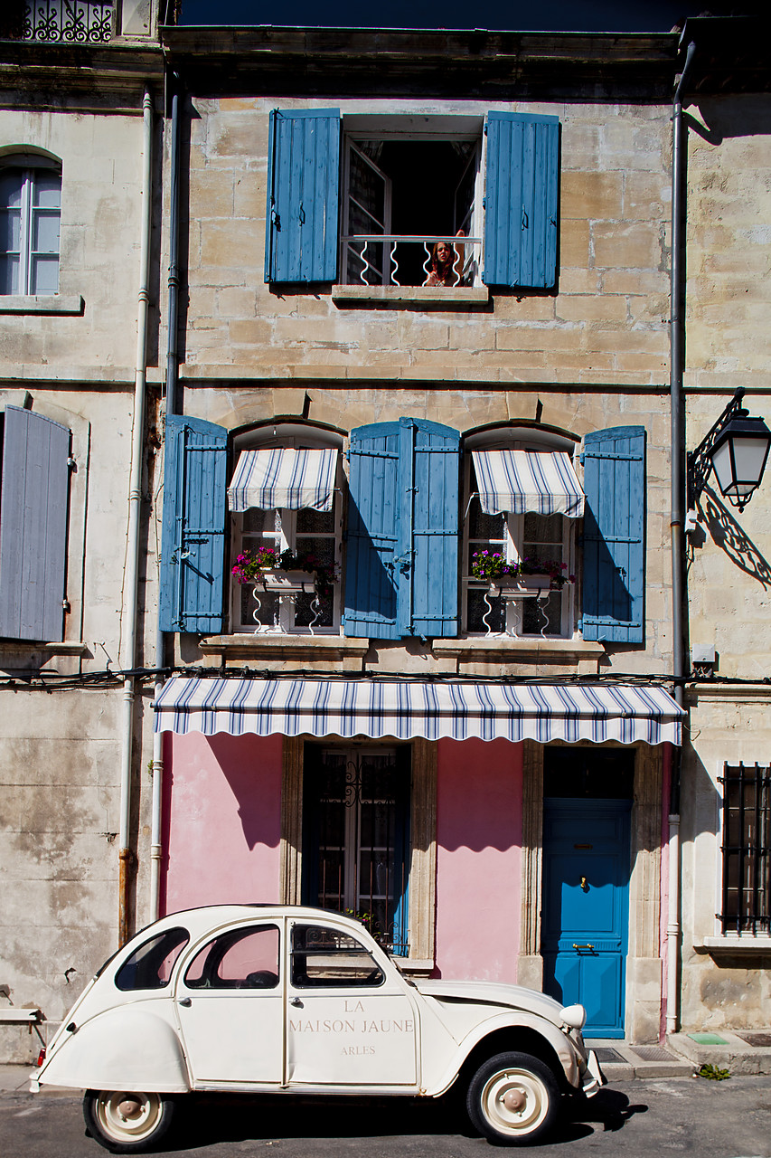 #120185-1 - Citroen 2CV Parked in Front of Traditional French Building, Arles, Provence, France