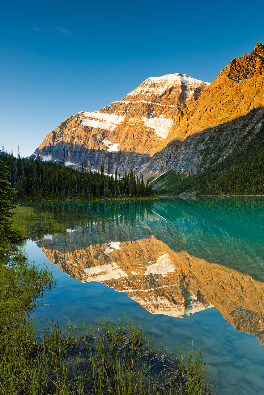 #120225-1 - Mt. Edith Cavell Reflecting in Cavell Lake, Jasper National Park, Alberta, Canada