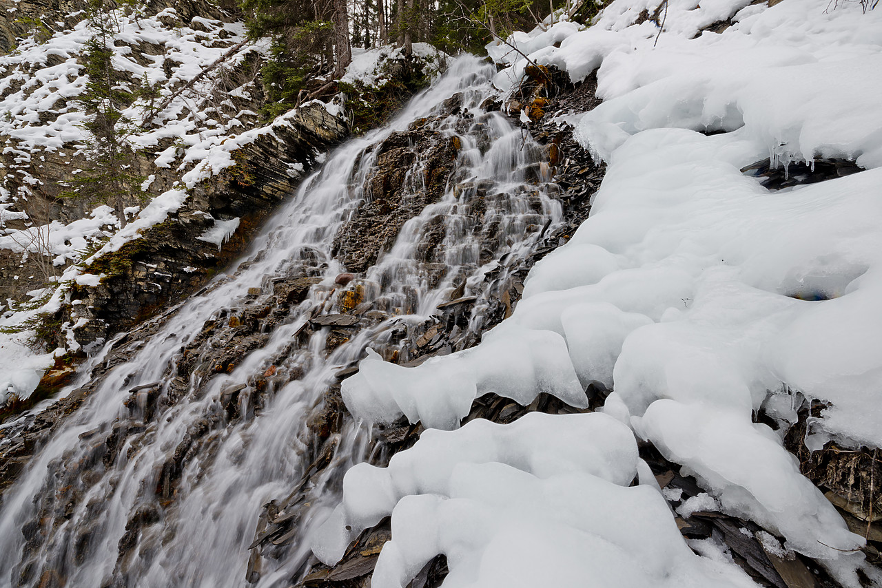 #130046-1 - Fan Falls in Winter, Maligne Canyon, Jasper National Park, Alberta, Canada