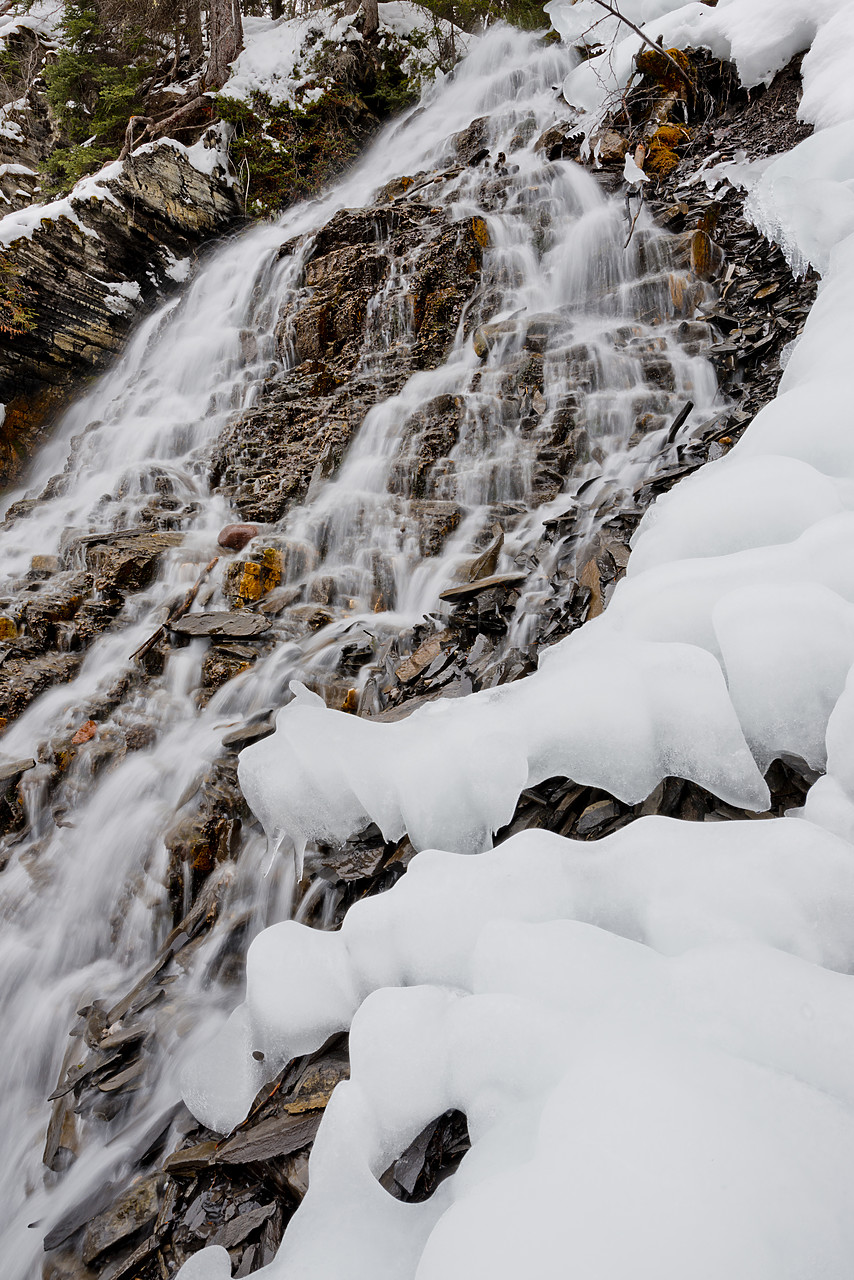 #130046-2 - Fan Falls in Winter, Maligne Canyon, Jasper National Park, Alberta, Canada