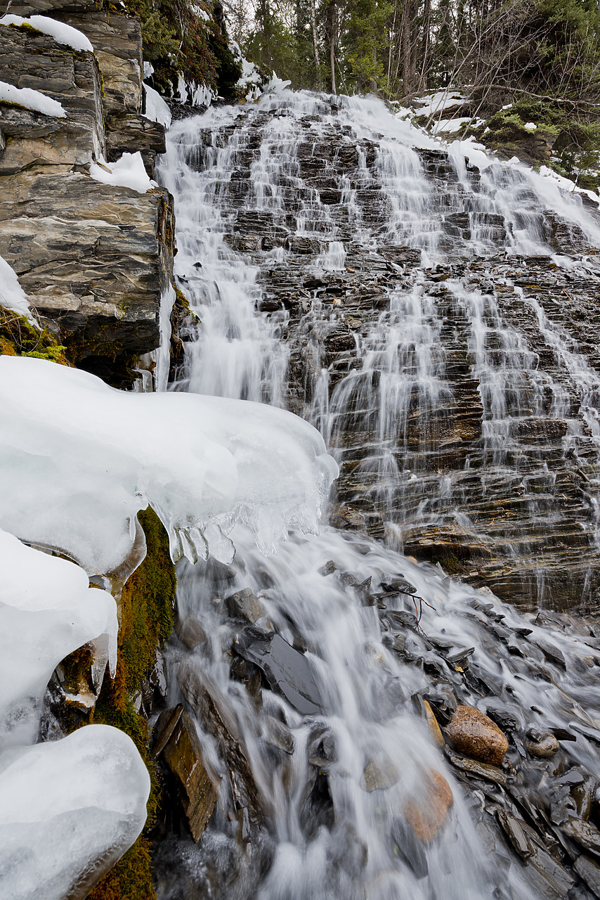 #130047-2 - Fan Falls in Winter, Maligne Canyon, Jasper National Park, Alberta, Canada