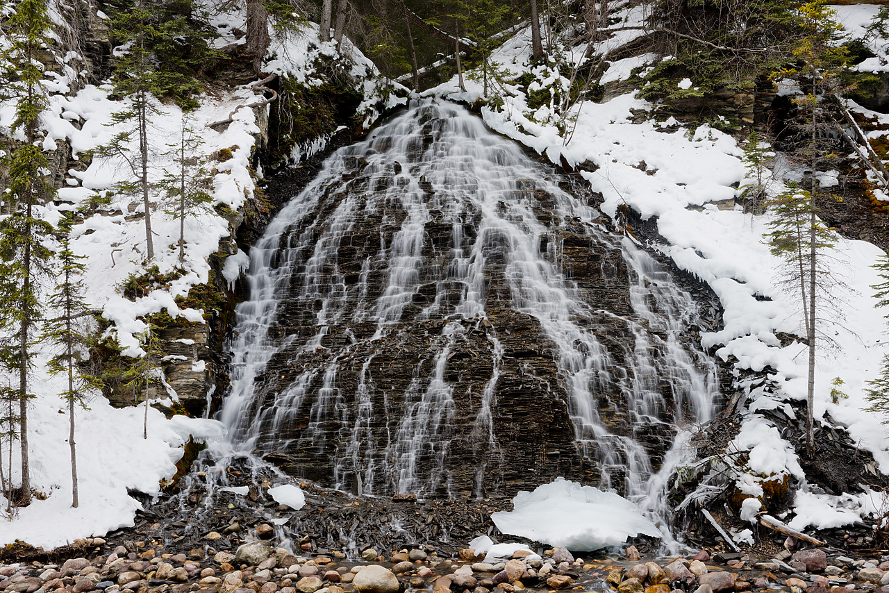 #130048-1 - Fan Falls in Winter, Maligne Canyon, Jasper National Park, Alberta, Canada