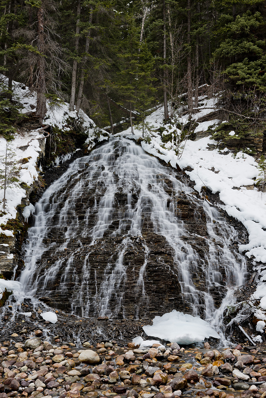 #130048-2 - Fan Falls in Winter, Maligne Canyon, Jasper National Park, Alberta, Canada