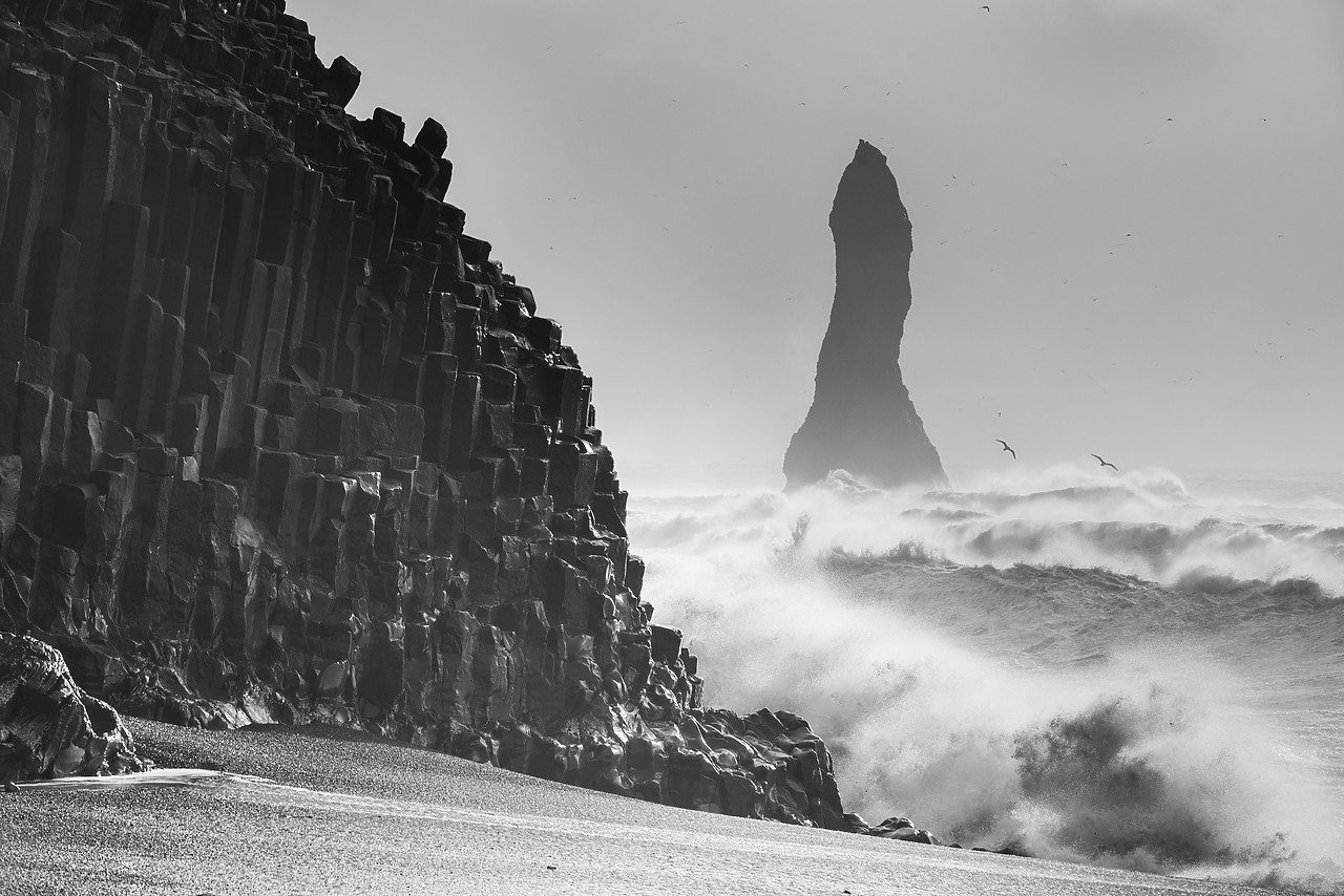 #130101-1 - Basalt Cliffs & Sea Stack, Reynisdranger, Iceland