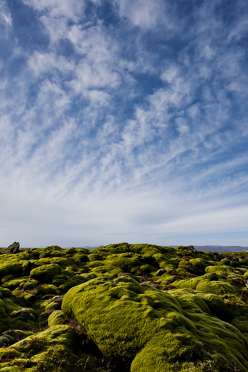 #130103-1 - Cloudscape over Moss-covered Lava Field, Iceland