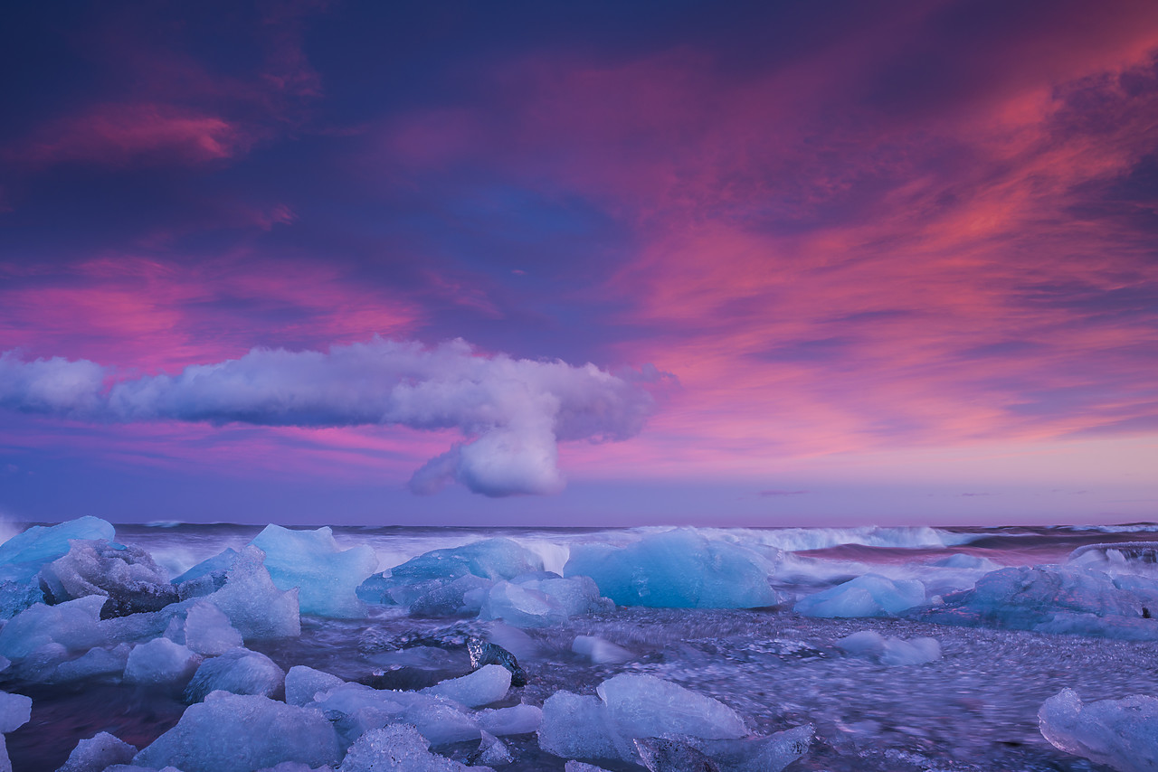 #130116-1 - Jokulsarlon Beach at Sunset, Iceland