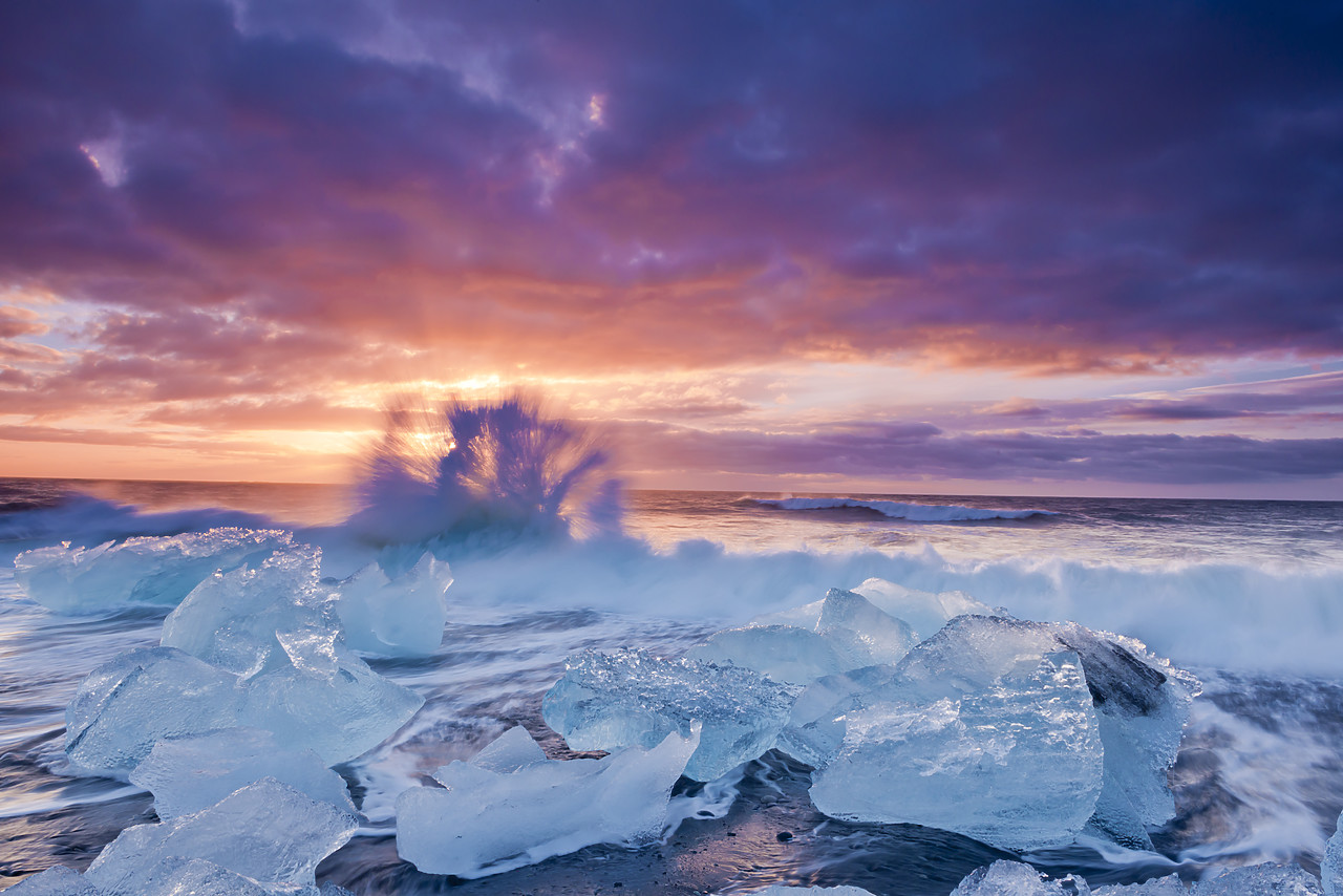 #130120-1 - Jokulsarlon Beach at Sunset, Iceland