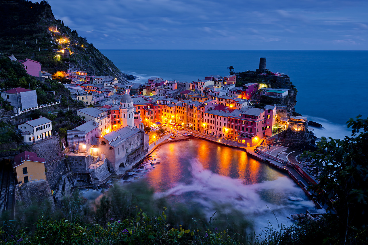 #130185-1 - Vernazza at Night, Cinque Terre, Liguria, Italy