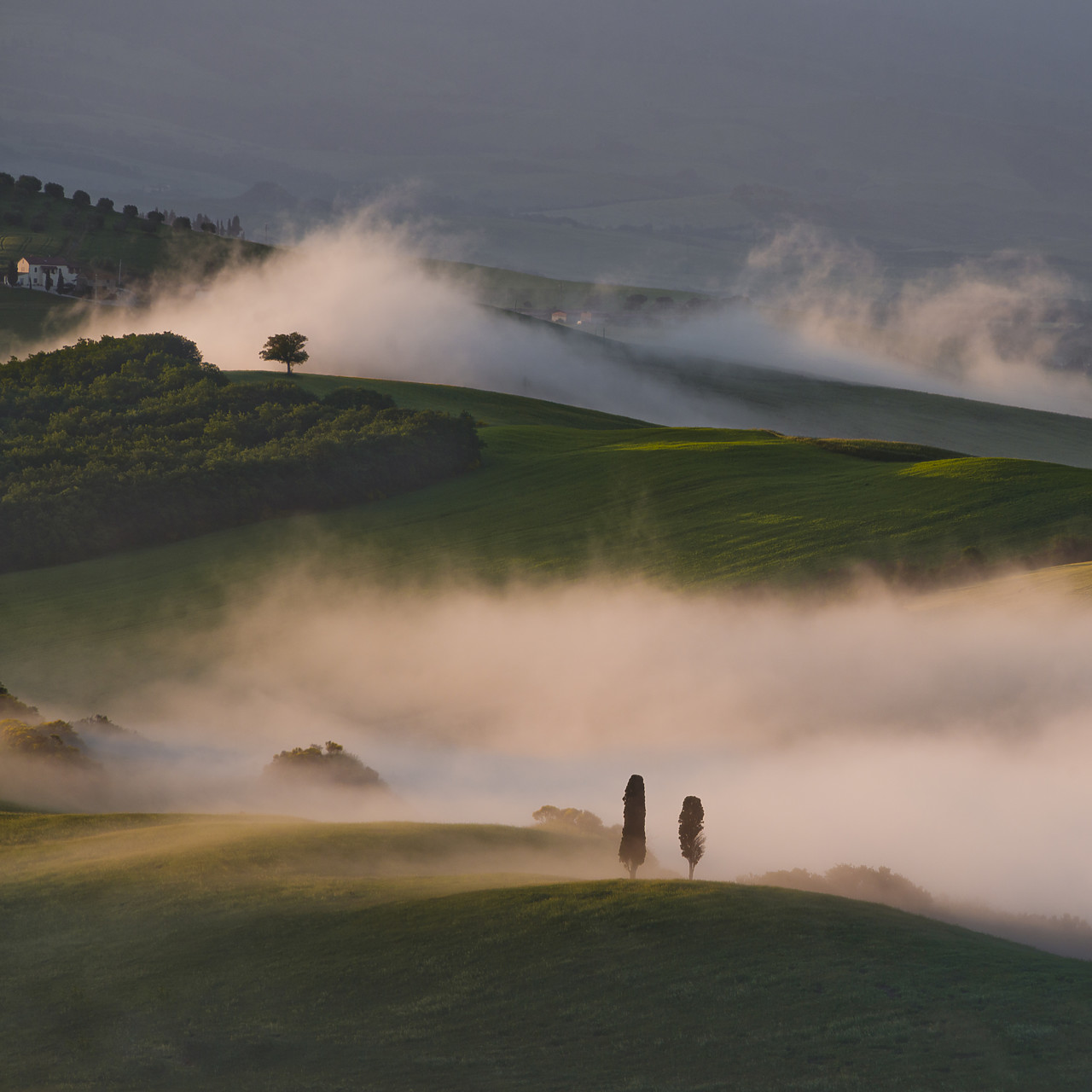 #130201-1 - Mist in Val d'Orcia, Tuscany, Italy