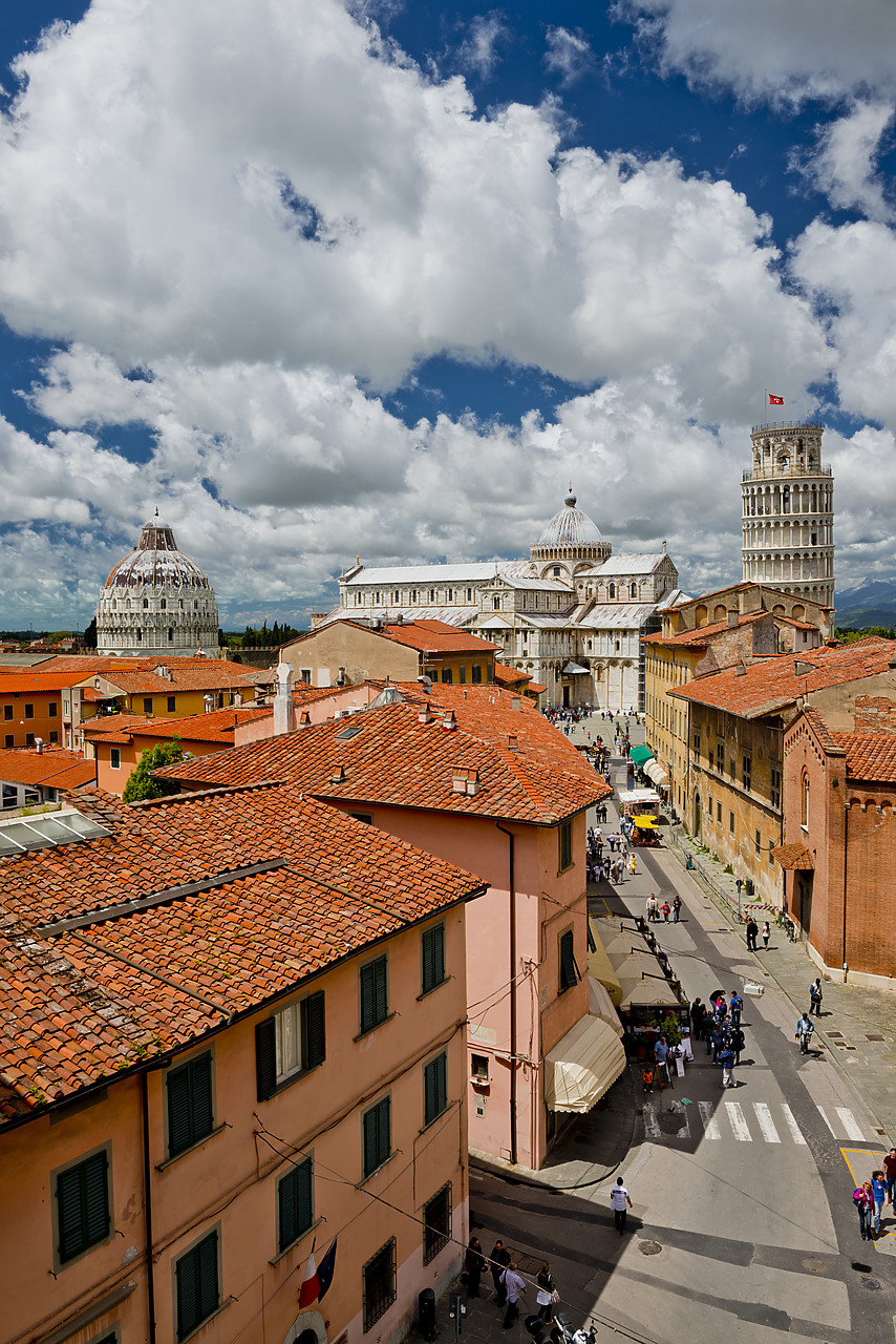 #130209-2 - View over Leaning Tower, Cathedral & Bapistry, Pisa, Tuscany, Italy